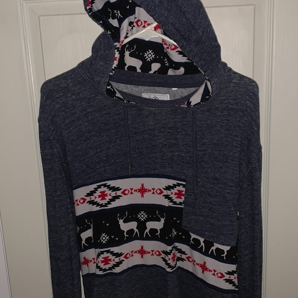 Light long sleeve hoodie. Winter Holiday design